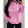 Smile Font Language Butterfly Pattern Hoody For Women Sport Pocket Clothing Cute Multicolor Streetwear Autumn Fashion Hoodies