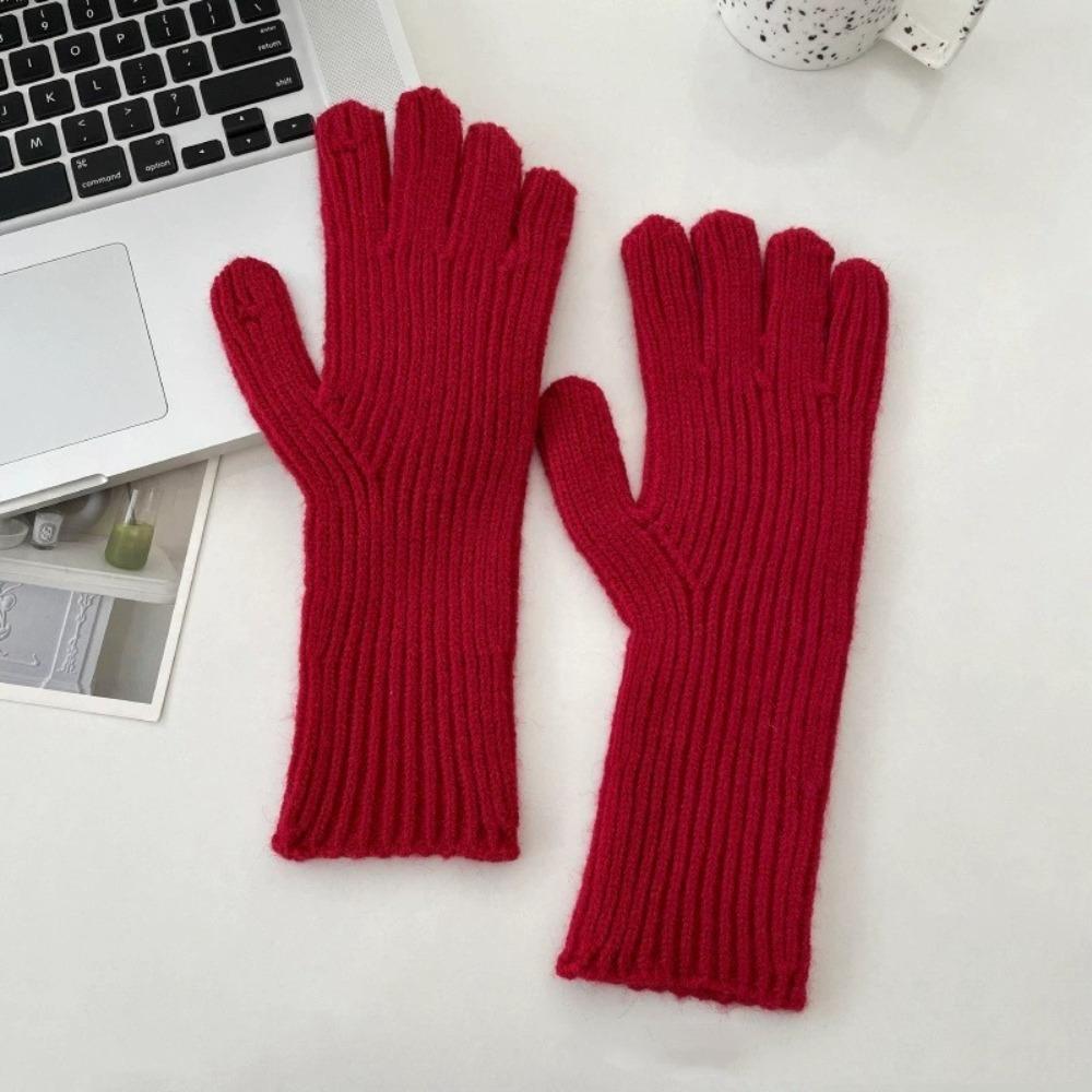 Touch Screen Winter Gloves Thick All Finger Gloves New Student Gloves  Cycling Driving