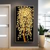 Abstract Golden Leaves and Money Tree Oil Painting On Canvas Posters and Prints Wall Art Pictures for Living Room Cuadros Decor