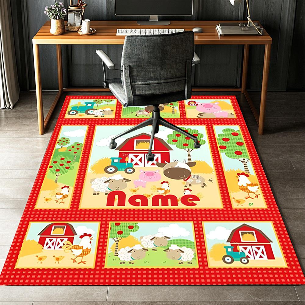 Custom Name Animals Printed Carpet,Rug for Office Chair Living Room Bedroom Kitchen Room Decor Gifts.