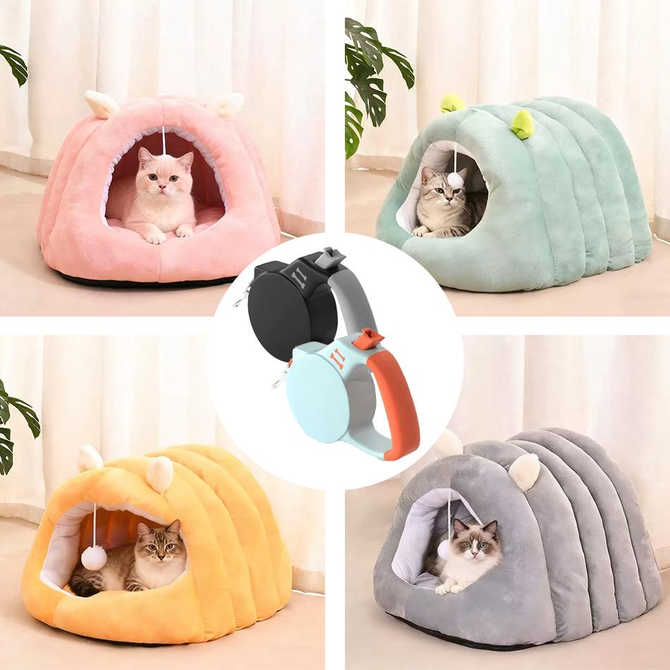 Durable Winter Multiple Colors Detachable Cat House Semi-Enclosed Four-Season Universal Pet Nest Small Pet Shelter Washable Pet Supplies