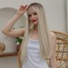 EASIHAIR Блондинка Ombre Парики из синтетических натуральных волос Длинные прямые с челкой Ежедневный парик для косплея Термостойкие волокна парики для женщин