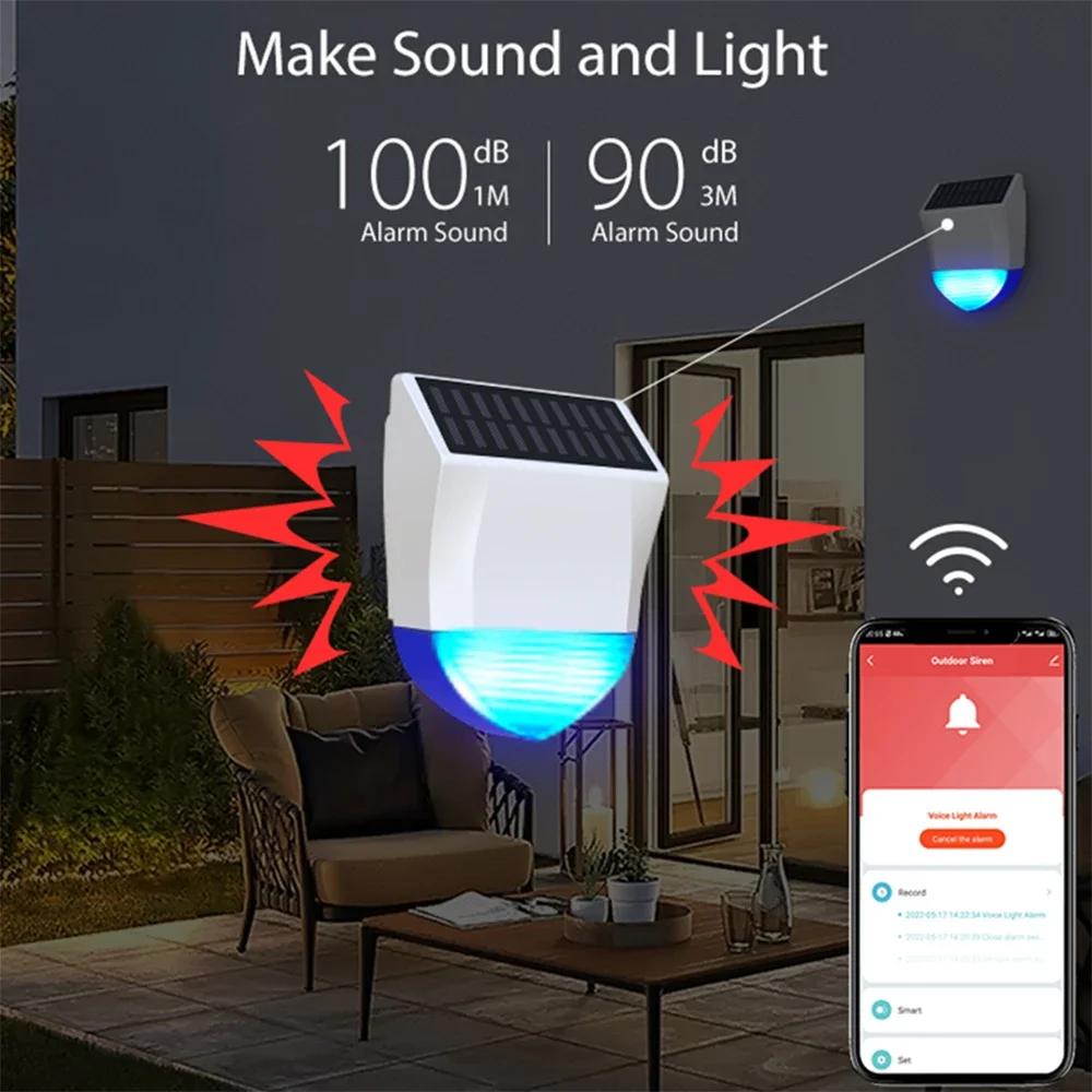 Новая сирена Tuya Smart ZigBee/Wi-Fi, водонепроницаемая, наружная, с солнечным и USB-источником питания (опционально), 95 дБ, пульт дистанционного управления