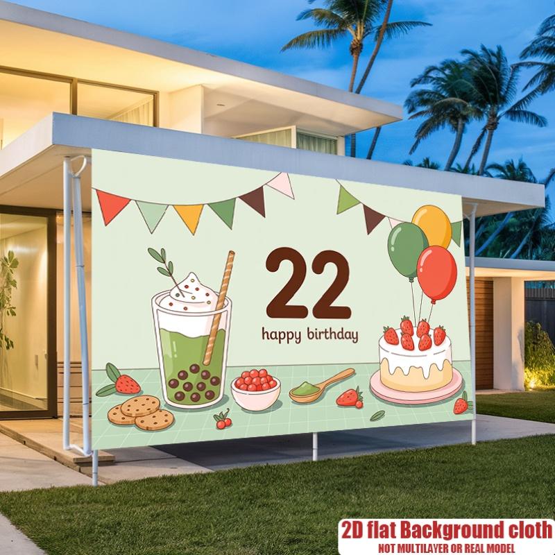 Birthday Party Gifts Banner, Multicolor Polyester Backdrop for Wall Hanging Decor