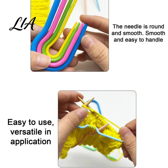 Crochet Accessory 3/4Pcs U/V-Shaped Plastic Cable Needles, Multi-Size Stitch Holders, Needle Bent Knitting Needles for Scarf Sweater Patterns Set