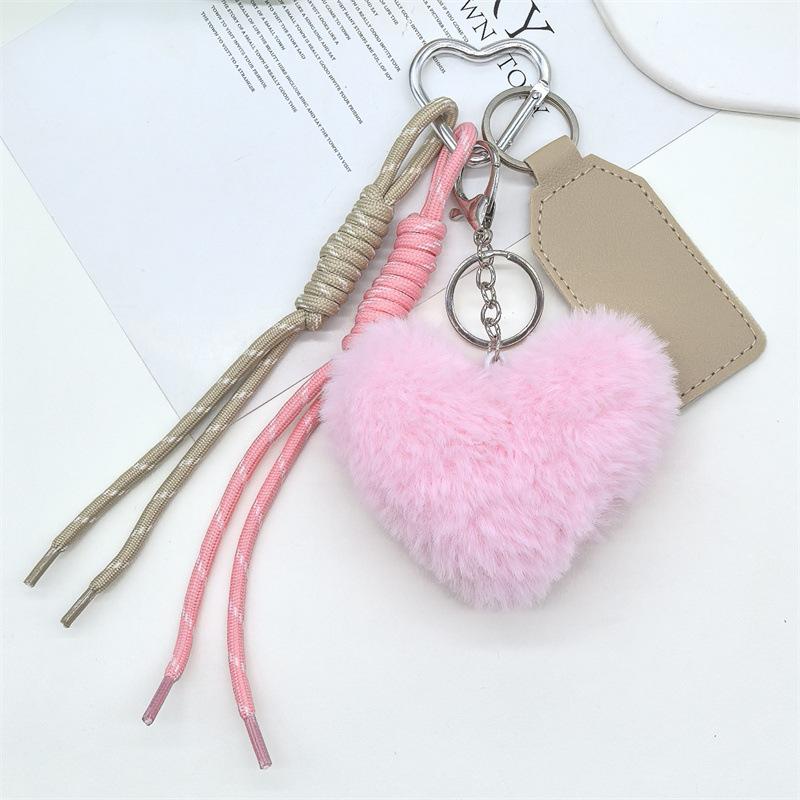 Plush Heart-Shaped Mobile Phone Lanyard, Plush Heart-Shaped Pendant, Bag Pendant, Heart-Shaped Keychain Accessory