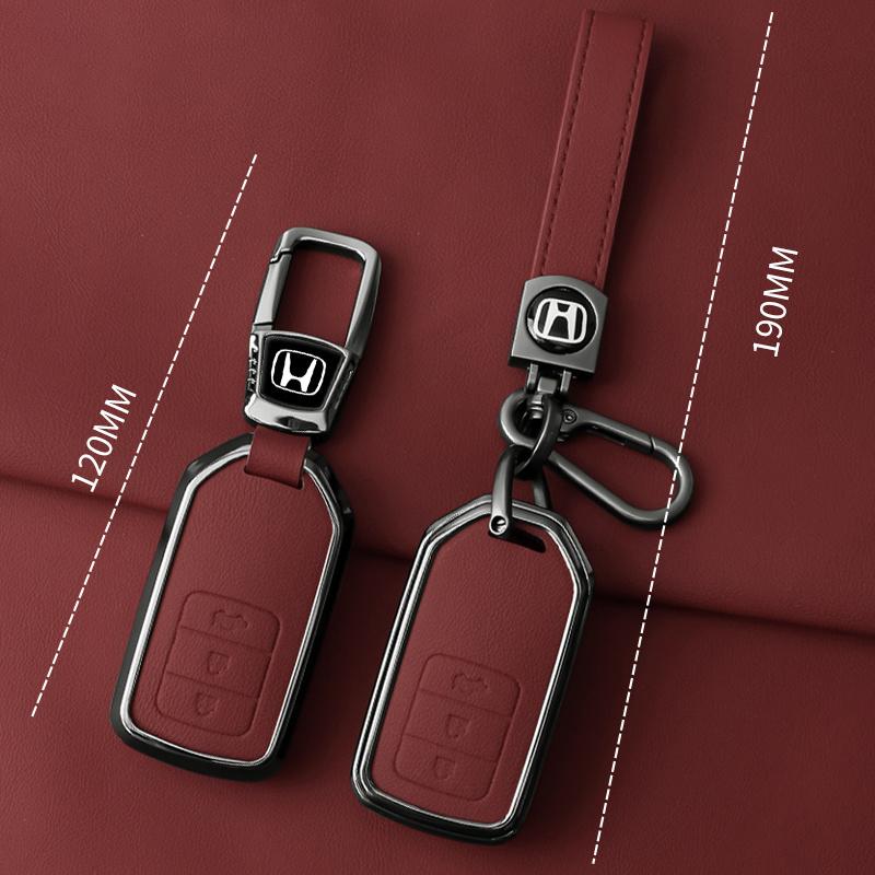 Zinc Alloy Leather Car Key Case Cover Shell Holder For Honda Vezel City Civic Jazz BRV BR-V HRV Protector Keychain Accessories EB1 lcnd9