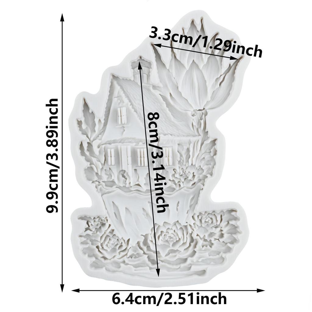 Силиконовая форма для домика в сказочном саду, форма для домика-розы в сказочном саду, формы для мастики, инструменты для украшения торта, топпер для кекса, конфеты, сахарное искусство, мастика, полимерная глина