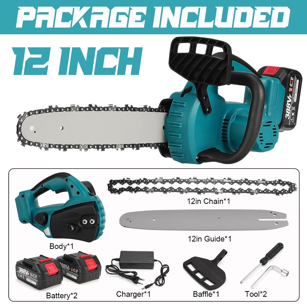 1000W 12 Inch Cordless Electric Chain Saw Garden Woodworking Power Tool Brushless Motor Wood Cutter For Makita 18V Battery