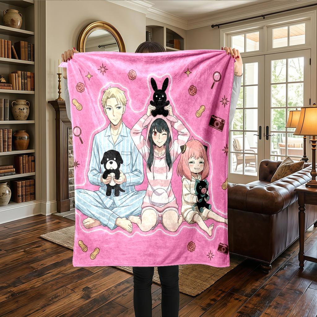 SPY FAMILY Warm Flannel Blanket Comfortable Printed, For Beds, Travel -HE62