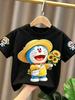Summer Doraemon Boys and Girls New Style Short-Sleeved Pure Cotton T-Shirt for Children with Round Collar and Breathable