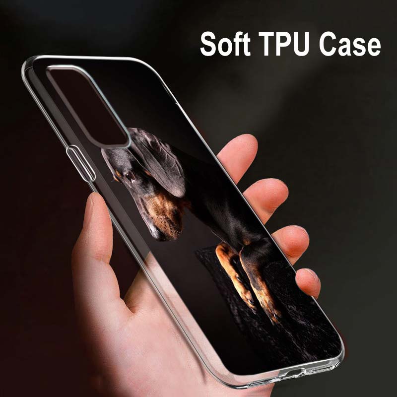 Такса Доберман для OPPO Reno7 SE 6 5 ZF 4G 5G Find X2 X3 Neo Lite Pro Plus прозрачный мягкий чехол для телефона Coque