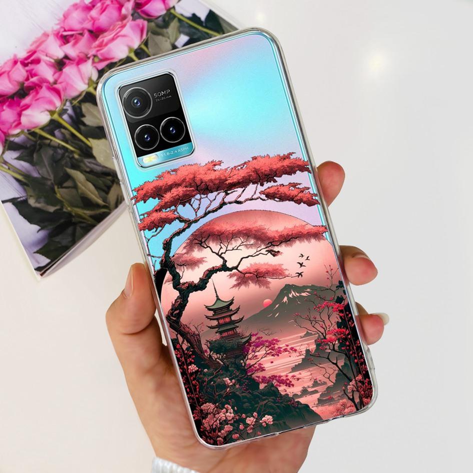 For Vivo Y33s V2109 Case Y21 2021 V2111 Cover Fashion Flower Soft Clear Silicone Slim Fundas For Vivo Y21t Y33t Y21a Y21s Bumper