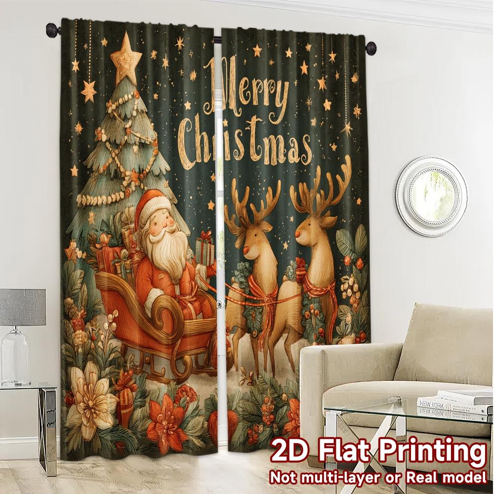 2D Flat Printing,JIT 2pcs, Curtains (Without Rod) Festive Wonderland(3) Contemporary Modern Curtains Versatile Polyester
