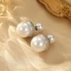 French Style Slightly Inlaid Zircon Front and Rear Wearing Pearl Earrings Light Luxury Temperament High-end Stud Earrings Simple Versatile Earrings