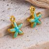 5pcs Fashion Stainless Steel Enamel Golden Starfish Charms Pendants DIY Necklace Bracelet Charm for Jewelry Findings Components