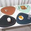 1pc Water Droplet Shaped Irregular PU Leather Placemat with Gold Border Insulation Oval Shaped Home Dining Table Decoration Mat
