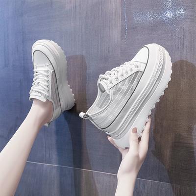 Туфли на толстой подошве со скрытым каблуком белого цвета, женская обувь, новые весенне-осенние летние дышащие повседневные универсальные туфли-лодочки