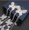 New Design Fashion Exaggerated Jewelry Long White Butterfly Earrings Bohemian Tassel Holiday Party Earrings for Women Gift