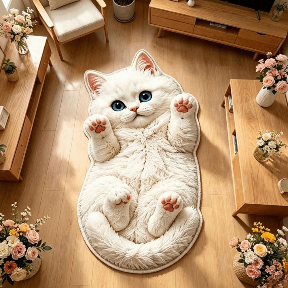 Нескользящий коврик в форме кошки, грязеотталкивающий, мультяшный, мягкий, для декора дома, гостиных