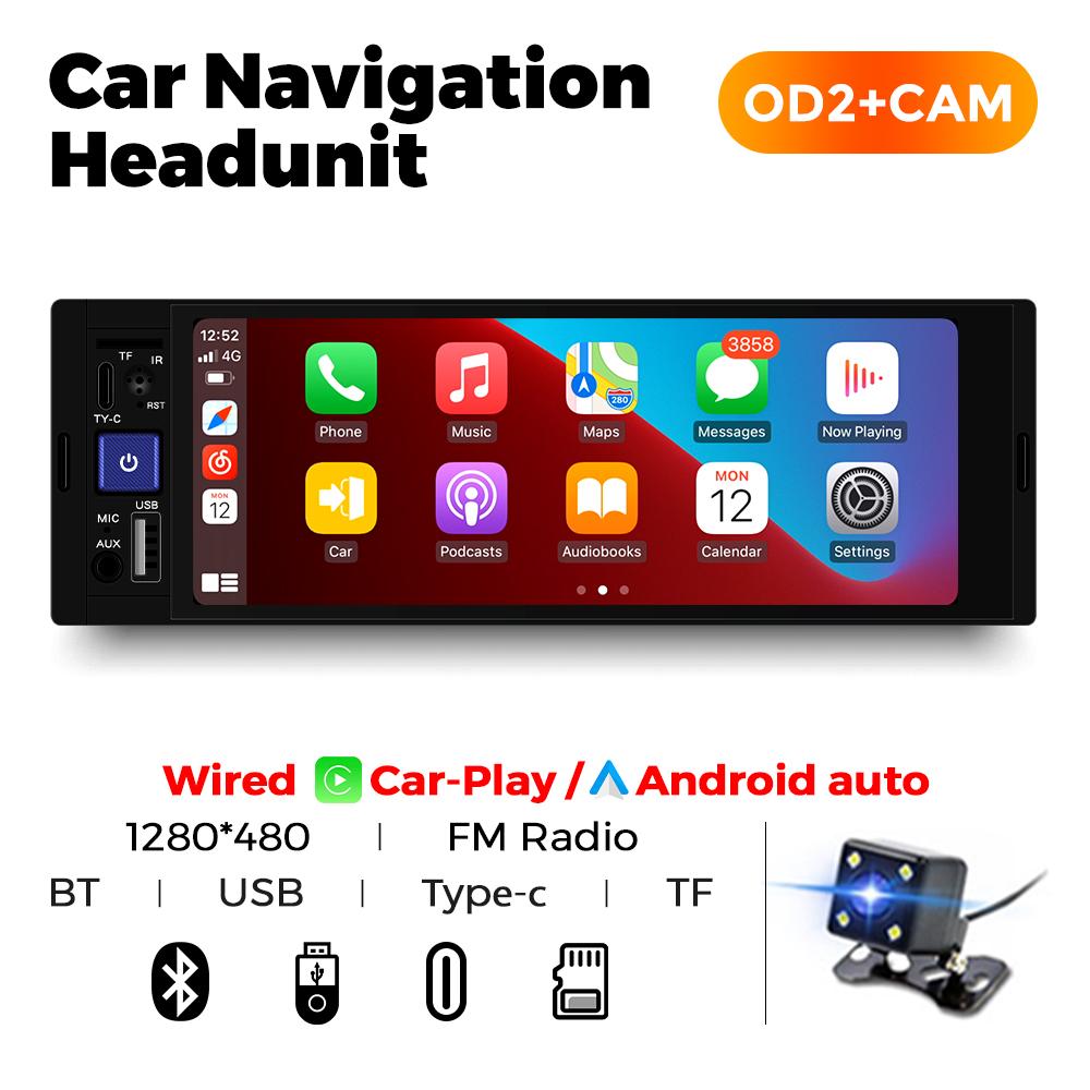 6.86'' 1Din Wired Wireless Carplay Android Auto MP5 Car Radio Multimedia Player BT FM Mirror Link Car Audio Stereo