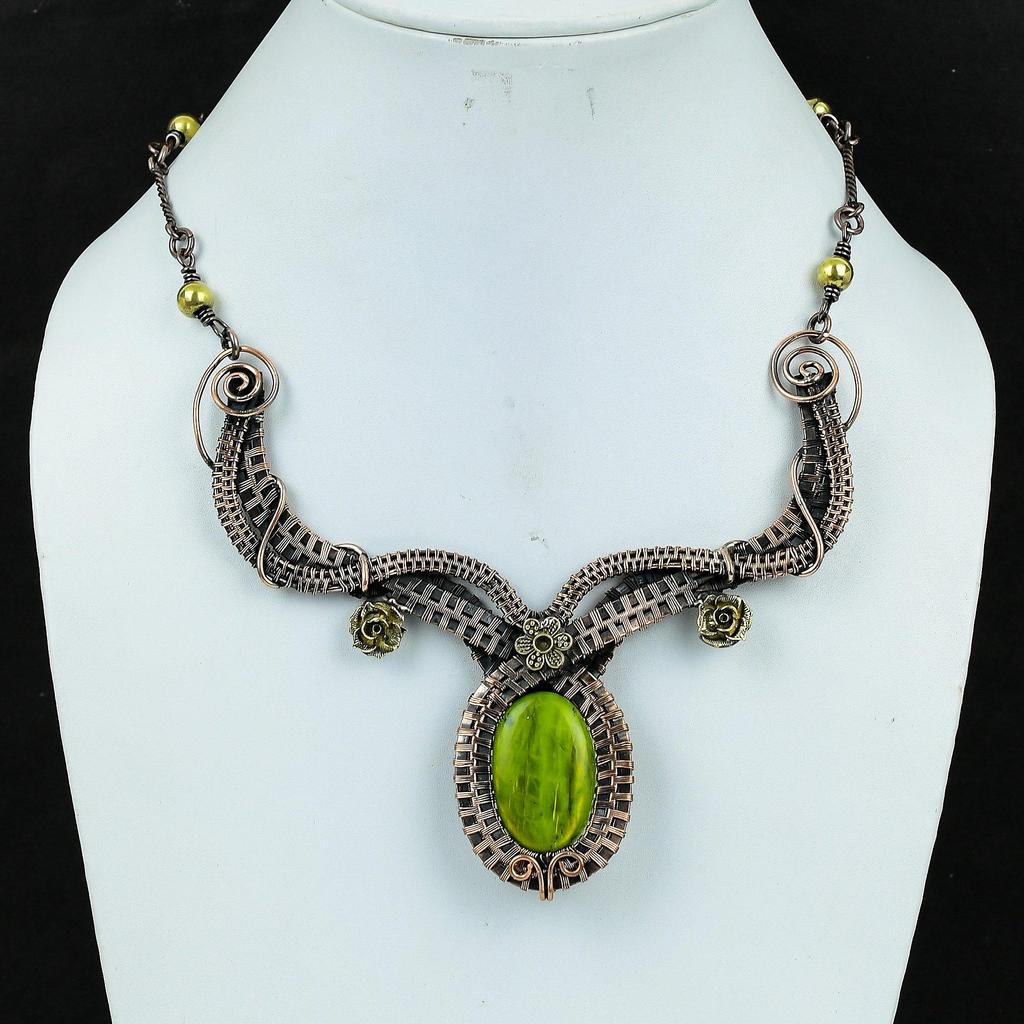 Ожерелье из лабрадорита с зеленым отблеском, украшения ручной работы, ожерелье, обернутое медной проволокой 999 пробы, дизайнерские украшения из драгоценных камней, ожерелье с регулируемой цепочкой, подарок для мамы