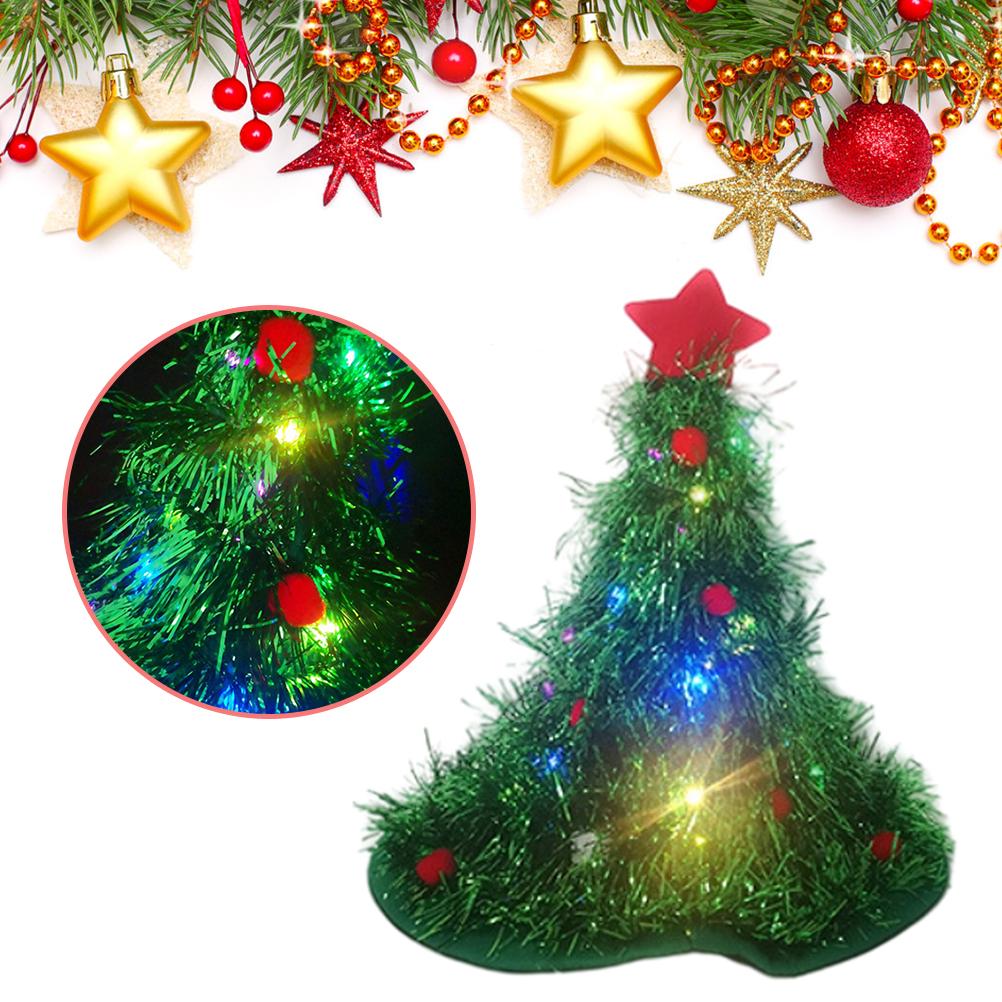 Luminous Christmas Tree Hat with Star for Christmas Party Fancy Dress Props for Kids Adult Xmas