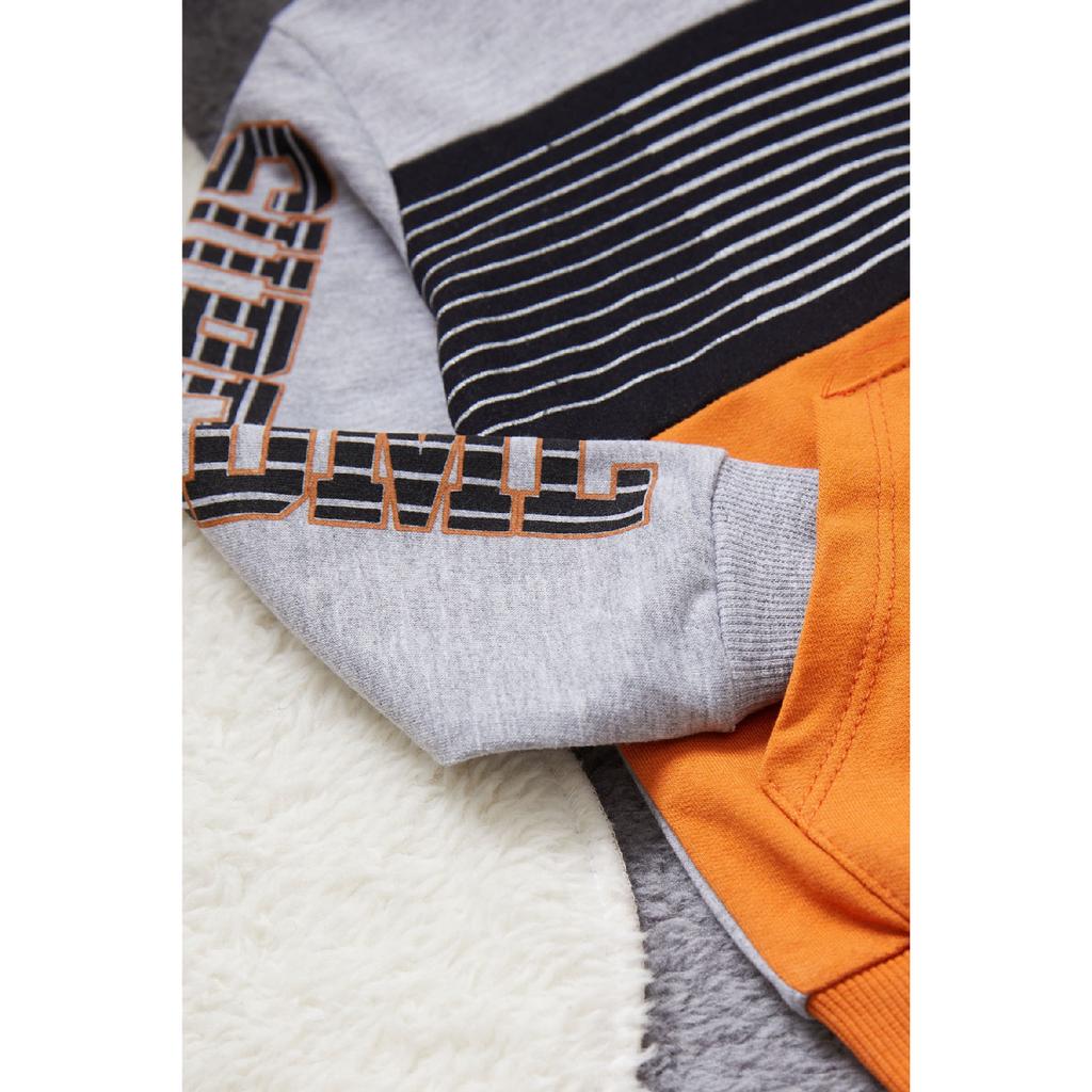 Спортивный костюм для мальчиков с текстовым принтом Kangaroo Pocket Orange Team 14987-1