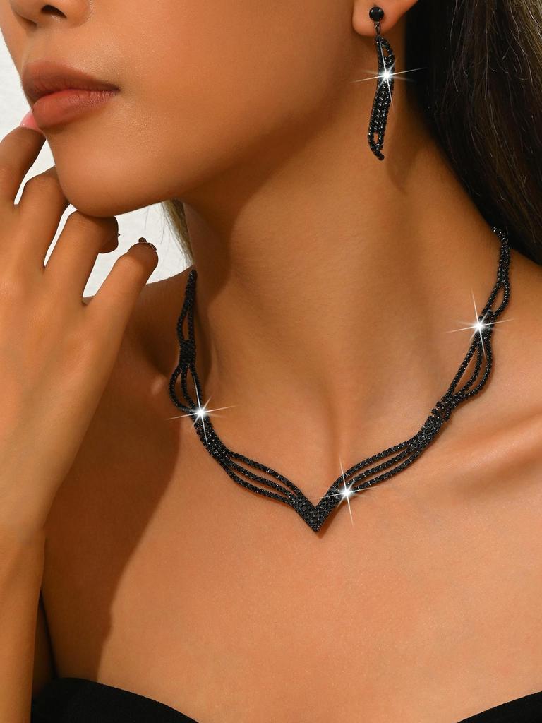 Свадебные украшения со стразами: Европейский и американский набор ожерелий из трех предметов