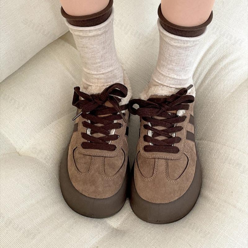 Ретро Теплые Толстые Бархатные Низкие Повседневные Мохнатые Туфли для Женщин Зимняя Мода Универсальные Плюшевые Удобные Массивные Хлопковые Туфли