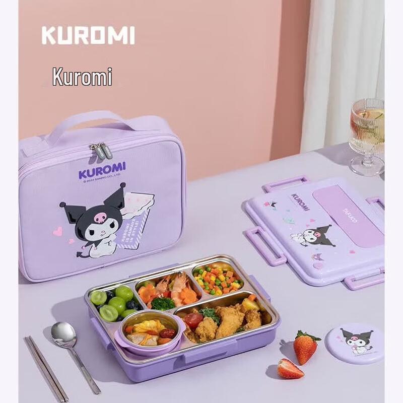 Tafuco Sanrio Kuromi Ланч-бокс из нержавеющей стали 316 с 5 отделениями