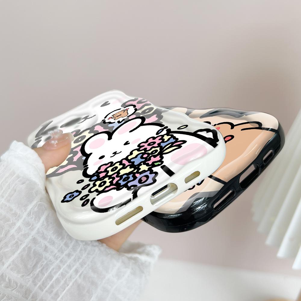 Cute Cartoon Pattern Cream Texture Casing Wavy Edge Soft Silicone Cover Phone Case for Vivo