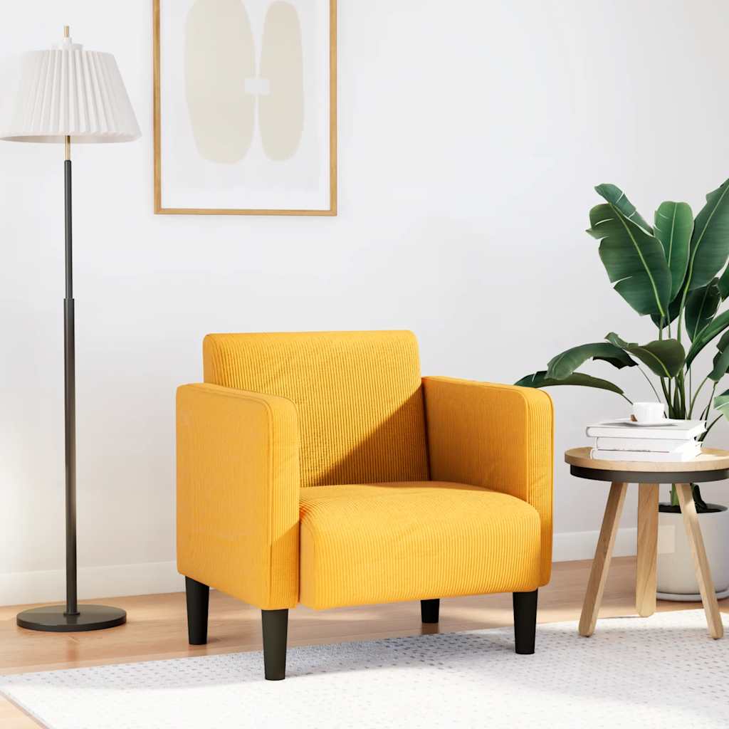 Armchair with Armrests Light Yellow 54 cm Cord Fabric