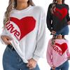 Women's Fashion Casual Loose Contrast Color Heart LOVE Sweater Long Sleeve Pullover Top