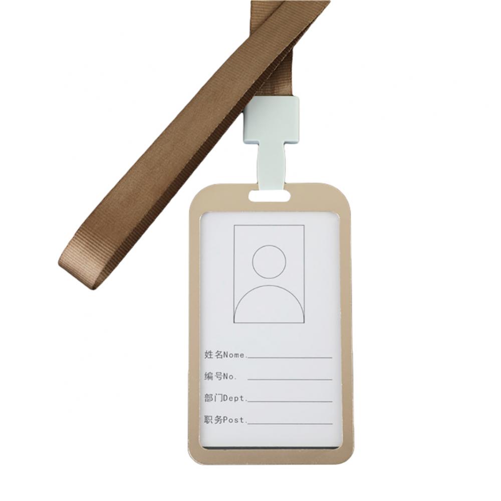 Company Factory Work ID Card Holder Metal Aluminum Alloy Vertical Name ID Card Badge Holder With Neck Straps Lanyard