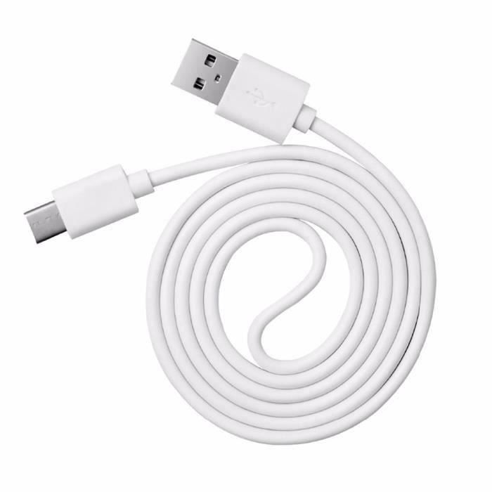 Lot 2 Cables Type USB-C Charger White [Huawei NOVA-2-2+-3 Compatible] Micro USB Port 1 Meter [Phonillico®]
