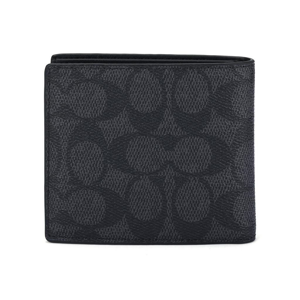 Coach Кошелек-портмоне из покрытого холста, маленький, мужской, черный