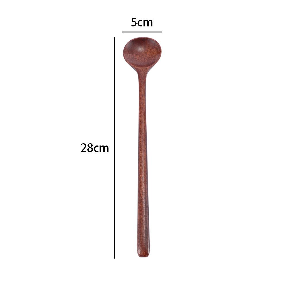 Korean Style Wooden Long Handle Tableware Round Cooking Supplies Kitchen Utensil Spoons Soup Spoon