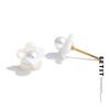 Wholesale Thick Natural Shell Simulated Pearls Flower Stud Earrings Daily Trendy Chic Style Stainless Steel Jewelry 2025