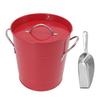 Ice Bucket Round with Ice Shovel Galvanized Sheet Plastic Beer Chiller Bin for Bar Home Red