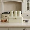4 Pieces Bread Bin with Matching Canisters Sturdy Metal Bread Bin with Canisters Tea Coffee Sugar Canister Set Powder Coated