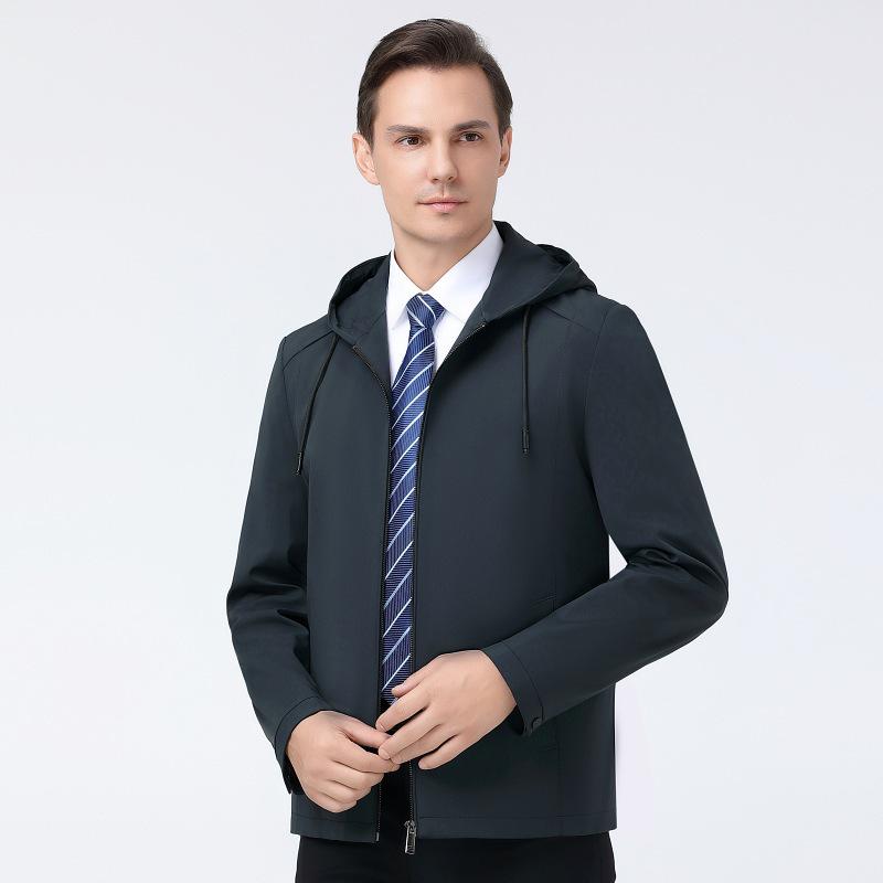 2025 Men's Spring/Autumn Hooded Business Casual Zipper Jacket