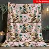 2D Flat Printing 1pc Pink Highland Cow Sunflower Butterfly Flannel Blanket Soft And Comfortable Suitable for Sofa Camping Travel L