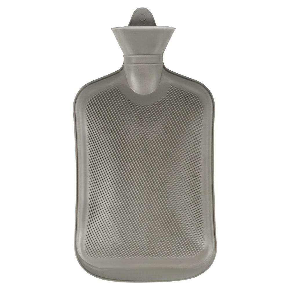 Hot water bottle with cover, gray, 2 l