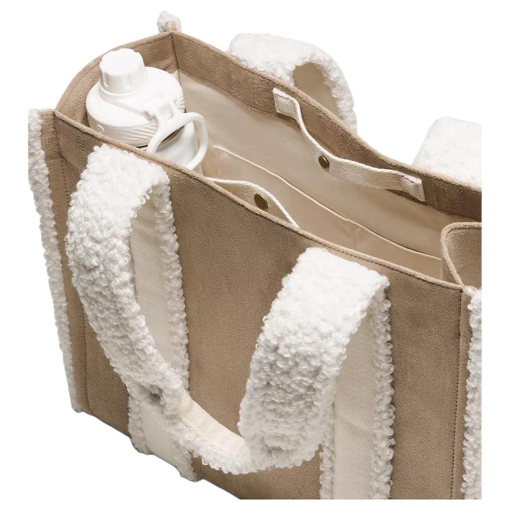 Lululemon Boxy Polyester With Cotton Tote Bag, Shopping Bag, Handbag Unisex Sheer Oak & Light Ivory & Antique Brass LW9FWTS-076305
