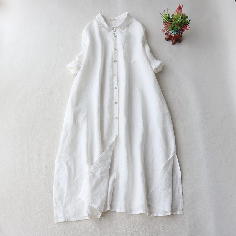 Летняя мода свободного покроя большого размера для женщин с лацканами средней длины, простое, щедрое, плотного покроя, облегающее платье