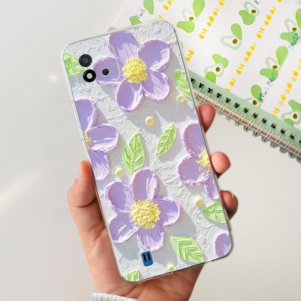 Women Fashion Butterfly Flower Coque Shell For Realme C11 2021 RMX3231 Realme C20 RMX3061 Back Cover Clear Soft TPU Coques Etui