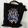 KATSEYE Merch Canvas Tote Bag Retro Black White Print Shoulder Bag Kpop Fan Gift 60123-3