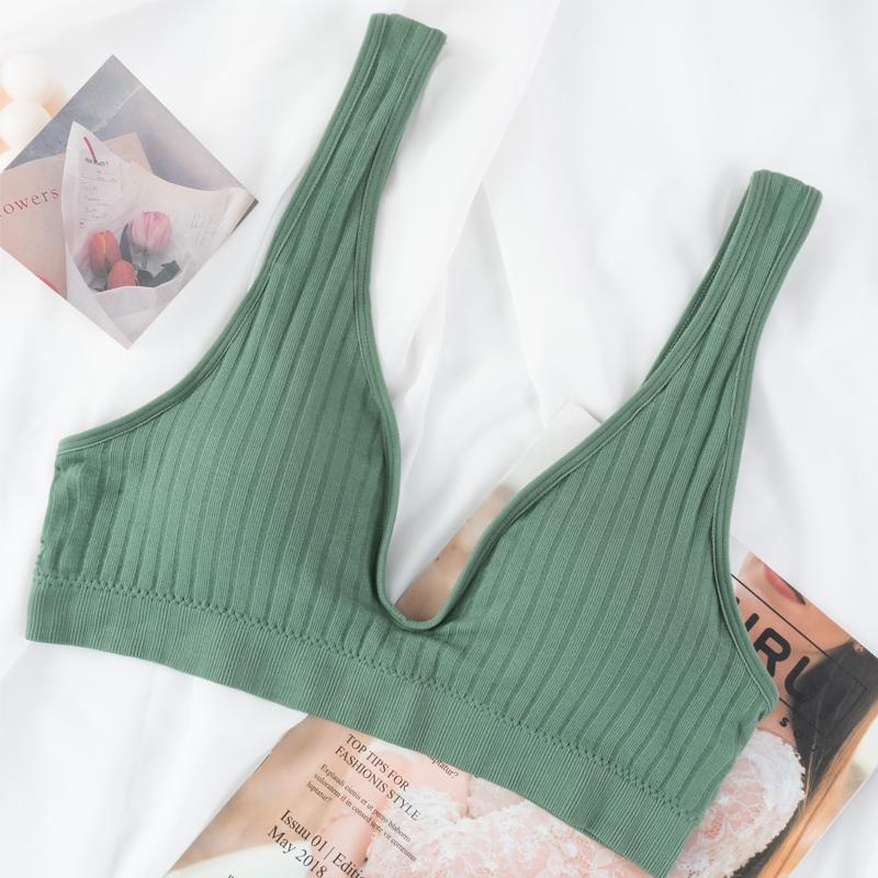 Threaded Camisole One-piece Triangle Cup Bra Sports Bras Ladies Sexy Sling Tube Top Free Size