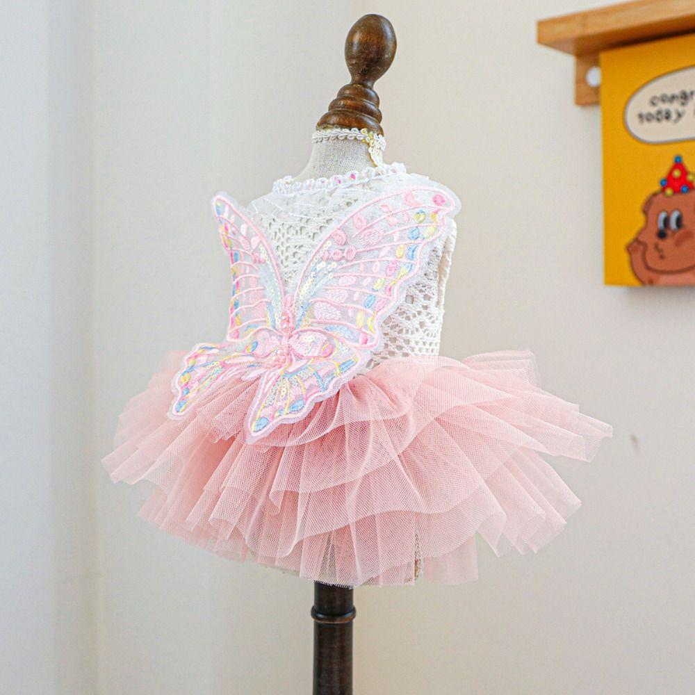 Кружевное шифоновое платье для собак Одежда для домашних животных Платье феи для домашних животных Платье принцессы для собак маленьких и средних размеров